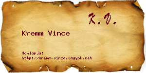 Kremm Vince névjegykártya